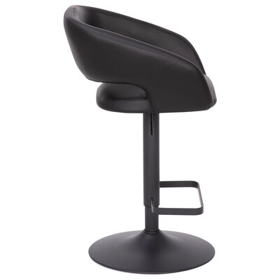 Flash Furniture Erik Contemporary Vinyl Barstool with Rounded Mid-Back, Black with Black Base (CH122070BKBK)