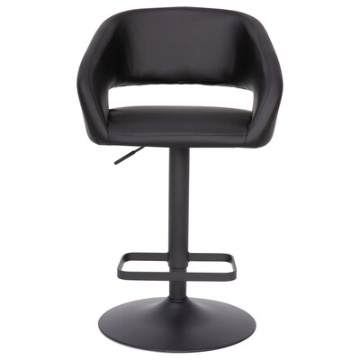 Flash Furniture Erik Contemporary Vinyl Barstool with Rounded Mid-Back, Black with Black Base (CH122070BKBK)