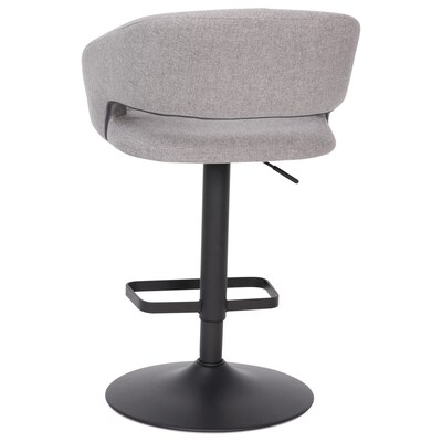 Flash Furniture Erik Contemporary Fabric Barstool with Rounded Mid-Back, Gray with Black Base (CH122070GYFABBK)