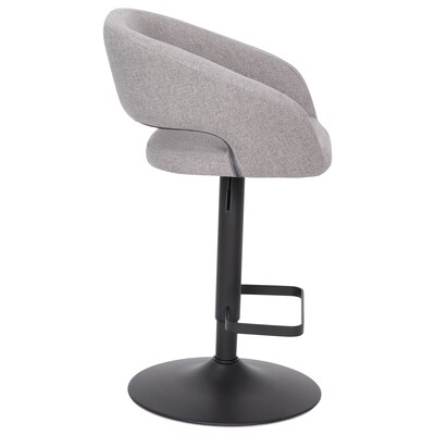 Flash Furniture Erik Contemporary Fabric Barstool with Rounded Mid-Back, Gray with Black Base (CH122070GYFABBK)
