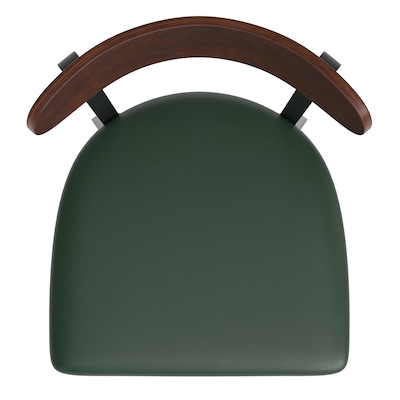 Flash Furniture Wright Transitional Metal Boomerang Back Barstools, Black/Walnut/Green, 2-Pieces/Pack (2XUDG6V6GNVWAL)