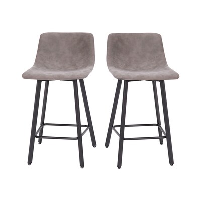 Flash Furniture Caleb Modern Metal and Faux Leather Armless Counter Height Stool, Gray, 2 Pieces (CH21206924GY)