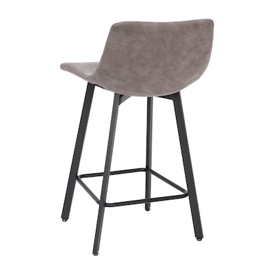 Flash Furniture Caleb Modern Metal and Faux Leather Armless Counter Height Stool, Gray, 2 Pieces (CH21206924GY)