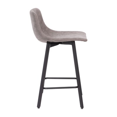 Flash Furniture Caleb Modern Metal and Faux Leather Armless Counter Height Stool, Gray, 2 Pieces (CH21206924GY)