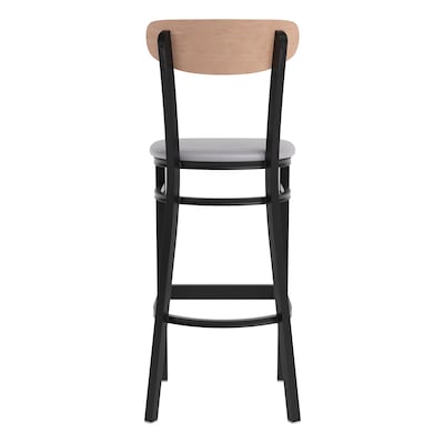 Flash Furniture Wright Transitional Metal Boomerang Back Commercial Barstools, Black/Birch/Gray, 2-Pieces/Pack (2XUDG6V6GYVNAT)