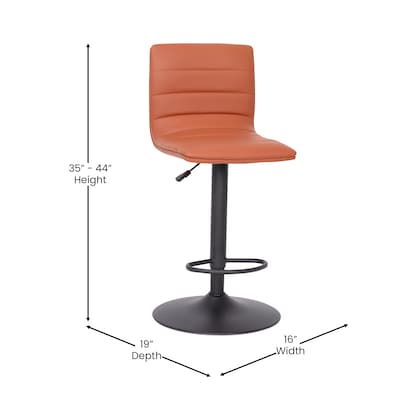 Flash Furniture Vincent Modern Vinyl Swivel Barstool, Cognac (CH920231BRBK)