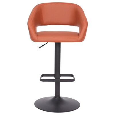Flash Furniture Erik Contemporary Vinyl Barstool with Rounded Mid-Back, Cognac with Black Base (CH122070BRBK)