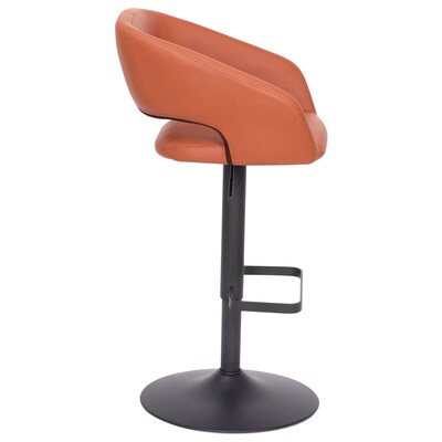 Flash Furniture Erik Contemporary Vinyl Barstool with Rounded Mid-Back, Cognac with Black Base (CH122070BRBK)