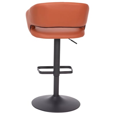 Flash Furniture Erik Contemporary Vinyl Barstool with Rounded Mid-Back, Cognac with Black Base (CH122070BRBK)