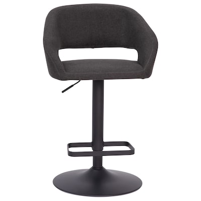 Flash Furniture Erik Contemporary Fabric Barstool with Rounded Mid-Back, Charcoal with Black Base (CH122070CHFABBK)