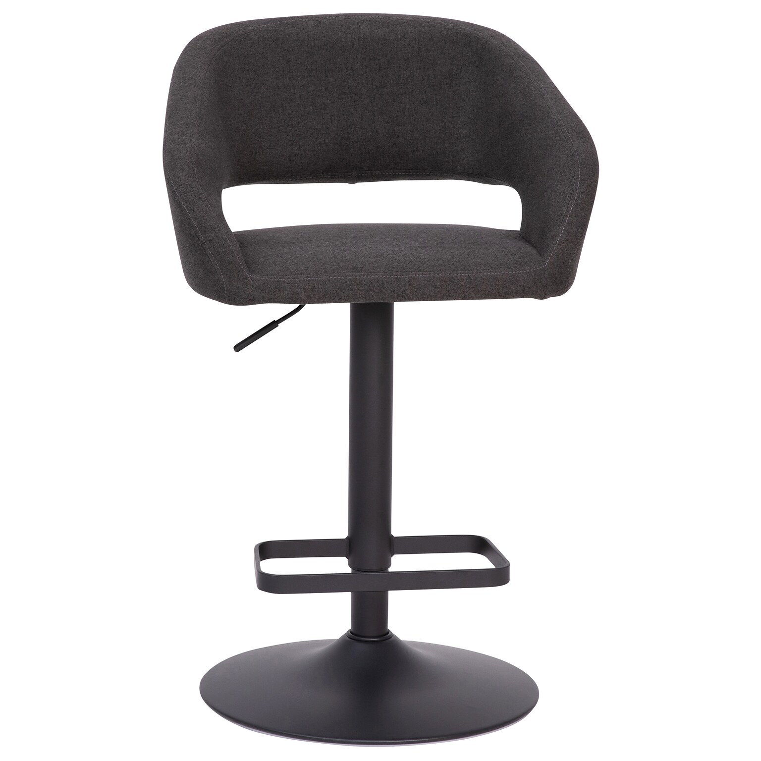 Flash Furniture Erik Contemporary Fabric Barstool with Rounded Mid-Back, Charcoal with Black Base (CH122070CHFABBK)