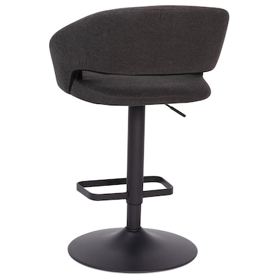 Flash Furniture Erik Contemporary Fabric Barstool with Rounded Mid-Back, Charcoal with Black Base (CH122070CHFABBK)