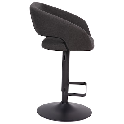 Flash Furniture Erik Contemporary Fabric Barstool with Rounded Mid-Back, Charcoal with Black Base (CH122070CHFABBK)