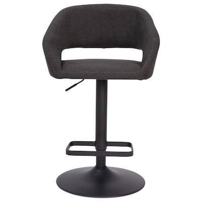 Flash Furniture Erik Contemporary Fabric Barstool with Rounded Mid-Back, Charcoal with Black Base (CH122070CHFABBK)