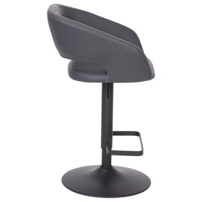 Flash Furniture Erik Contemporary Vinyl Barstool with Rounded Mid-Back, Gray with Black Base (CH122070GYBK)