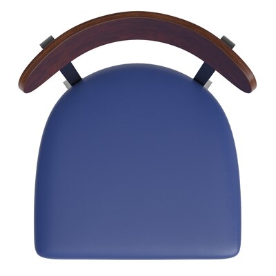 Flash Furniture Wright Transitional Metal Boomerang Back Commercial Barstools, Black/Walnut/Blue, 2-Pieces/Pack (2XUDG6V6BLVWAL)