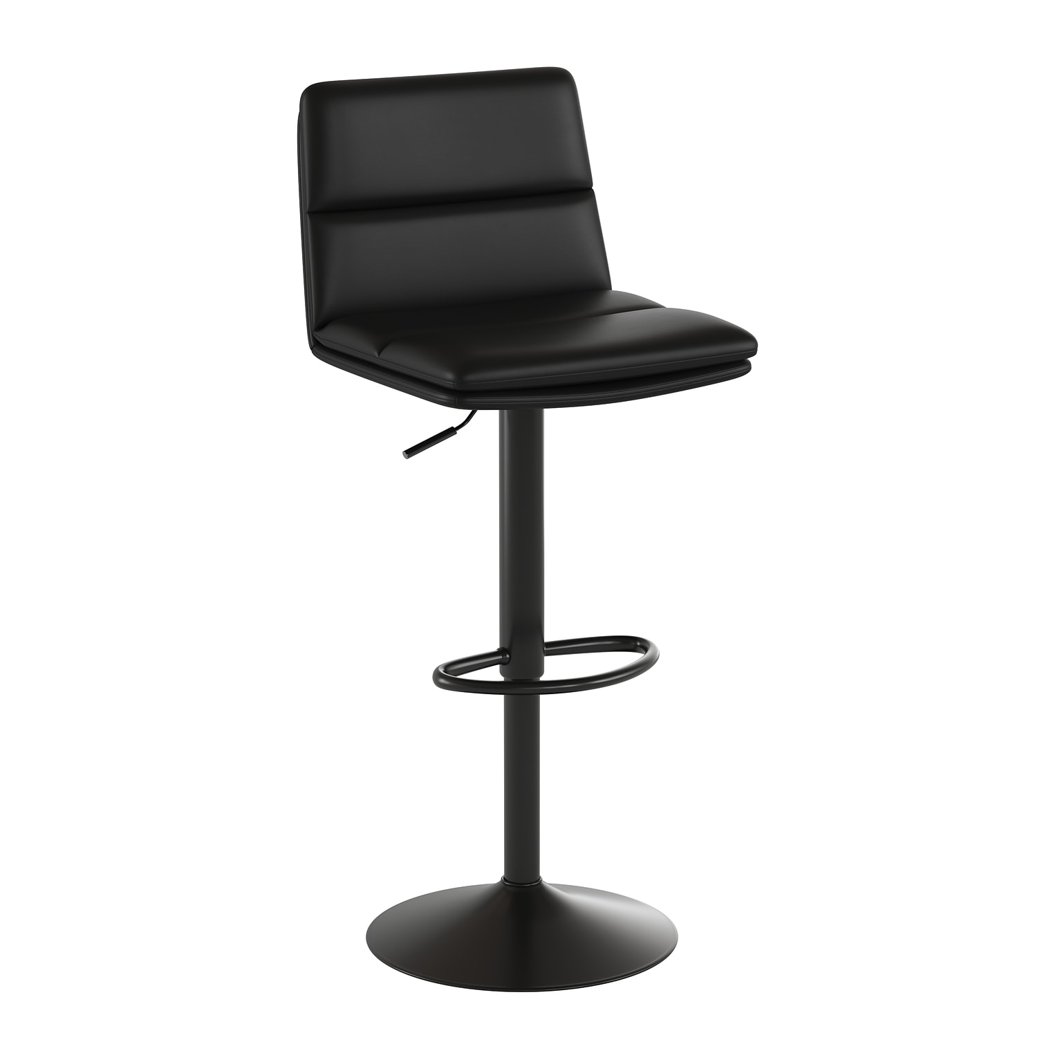 Flash Furniture Hughes Modern Faux Leather Channel Stitched Barstool, Black, 2 Pieces (CH202071BK)