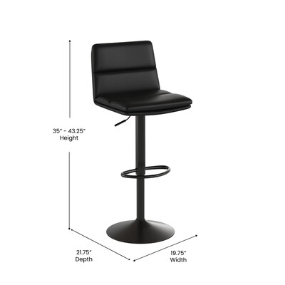 Flash Furniture Hughes Modern Faux Leather Channel Stitched Barstool, Black, 2 Pieces (CH202071BK)