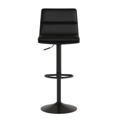 Flash Furniture Hughes Modern Faux Leather Channel Stitched Barstool, Black, 2 Pieces (CH202071BK)
