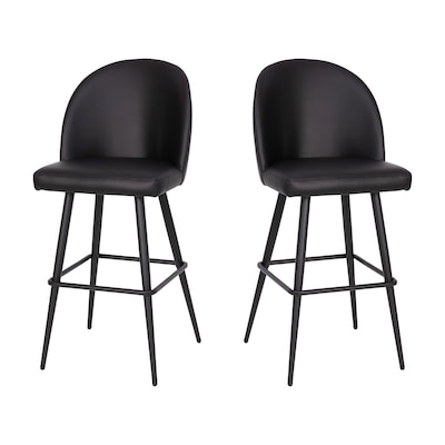 Flash Furniture Lyla Modern Faux Leather High Back Barstool, Black, 2 Pieces (AY1026H30BK)