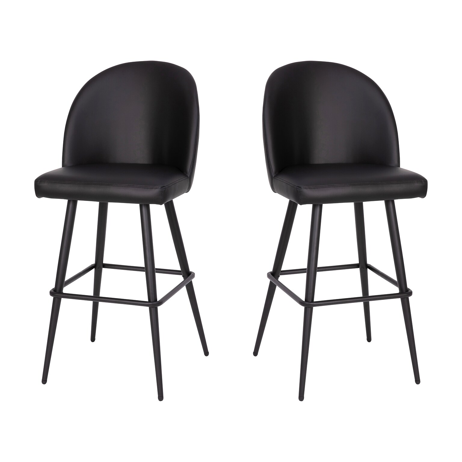 Flash Furniture Lyla Modern Faux Leather High Back Barstool, Black, 2 Pieces (AY1026H30BK)