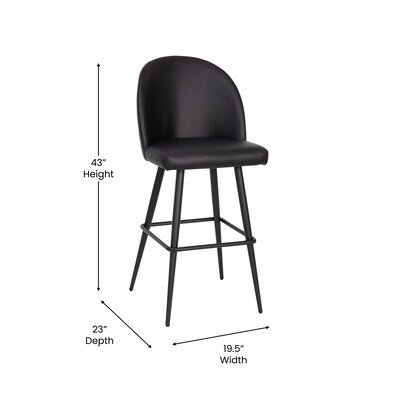 Flash Furniture Lyla Modern Faux Leather High Back Barstool, Black, 2 Pieces (AY1026H30BK)