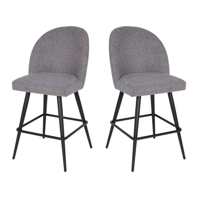 Flash Furniture Lyla Modern Faux Linen High Back Counter Height Stool, Gray, 2 Pieces (AY1026H26GYFAB)