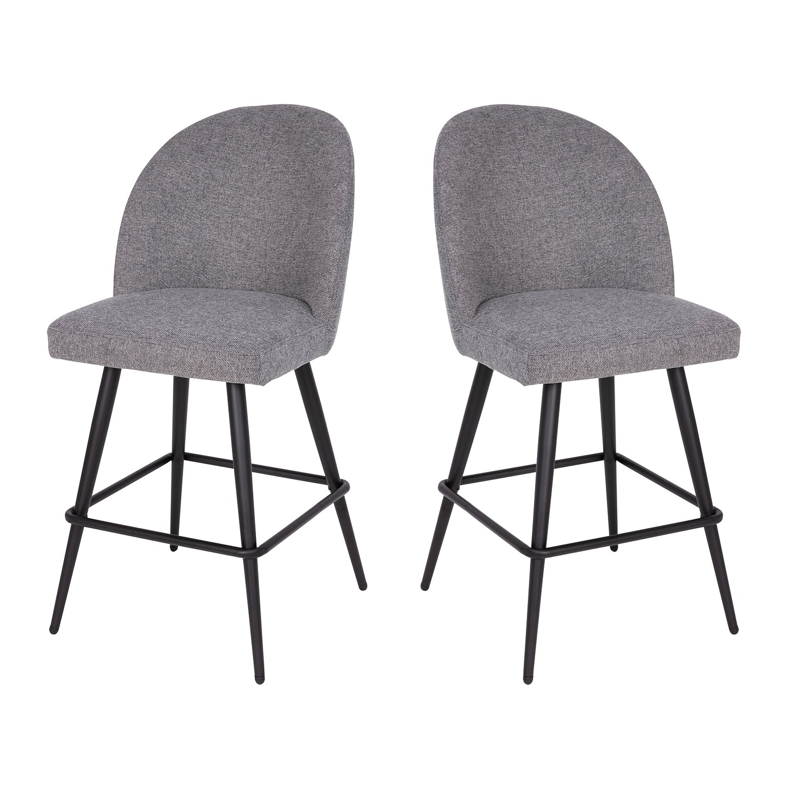 Flash Furniture Lyla Modern Faux Linen High Back Counter Height Stool, Gray, 2 Pieces (AY1026H26GYFAB)