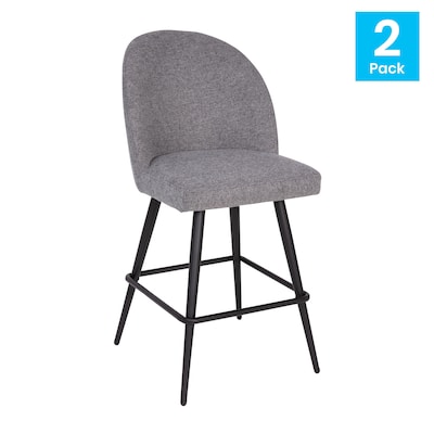 Flash Furniture Lyla Modern Faux Linen High Back Counter Height Stool, Gray, 2 Pieces (AY1026H26GYFAB)