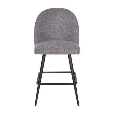 Flash Furniture Lyla Modern Faux Linen High Back Counter Height Stool, Gray, 2 Pieces (AY1026H26GYFAB)