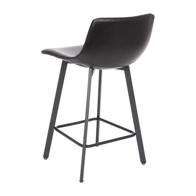 Flash Furniture Caleb Modern Metal and Faux Leather Armless Counter Height Stool, Black, 2 Pieces (CH21206924BK)