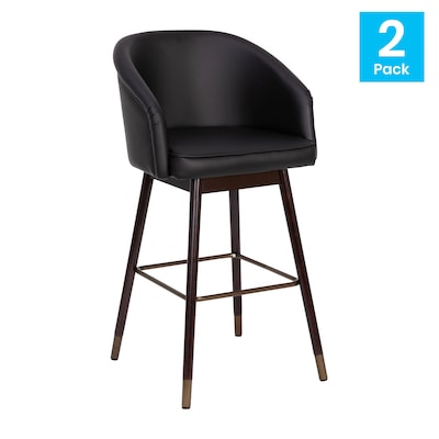 Flash Furniture Margo Modern Faux Leather and Beechwood Barstool, Black, 2 Pieces (2AY192830BK)