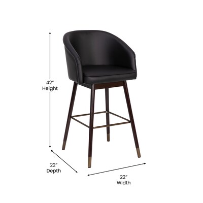 Flash Furniture Margo Modern Faux Leather and Beechwood Barstool, Black, 2 Pieces (2AY192830BK)