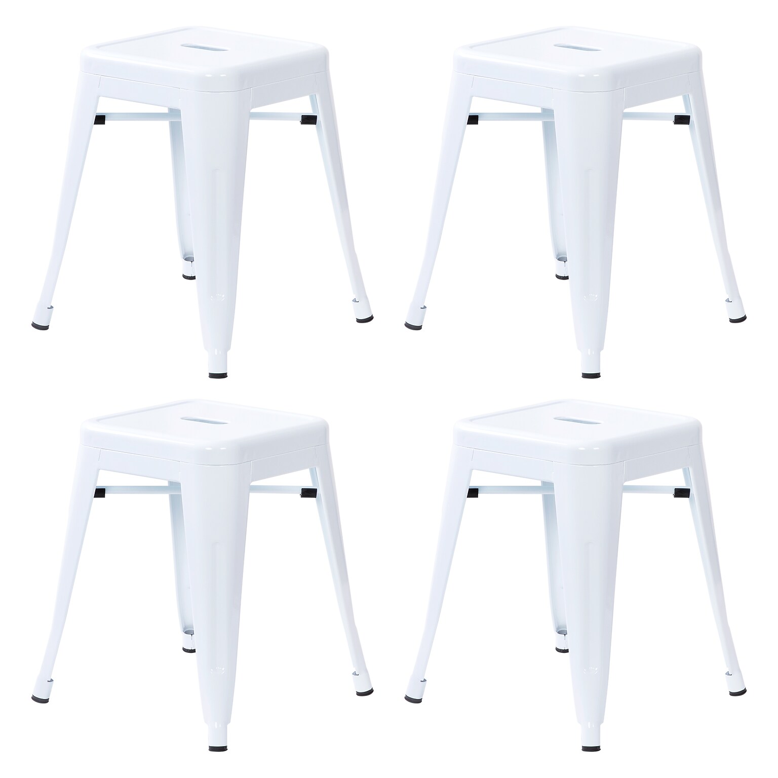 Flash Furniture Kai Industrial Iron Table Height Stackable Restaurant Stool without Back, White, 4-Pieces/Pack (ETBT350318WH)