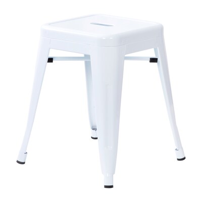 Flash Furniture Kai Industrial Iron Table Height Stackable Restaurant Stool without Back, White, 4-Pieces/Pack (ETBT350318WH)