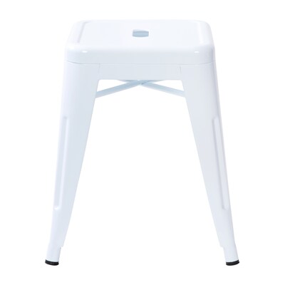 Flash Furniture Kai Industrial Iron Table Height Stackable Restaurant Stool without Back, White, 4-Pieces/Pack (ETBT350318WH)