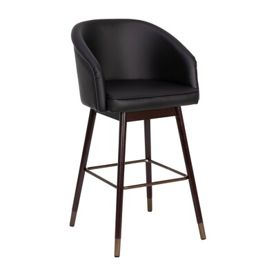 Flash Furniture Margo Modern Faux Leather and Beechwood Barstool, Black (AY192830BK)