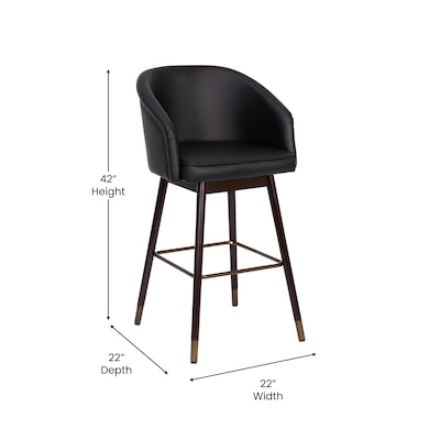 Flash Furniture Margo Modern Faux Leather and Beechwood Barstool, Black (AY192830BK)