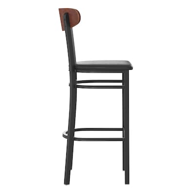Flash Furniture Wright Transitional Metal Boomerang Back Commercial Barstools, Black/Walnut, 2-Pieces/Pack (2XUDG6V6BVWAL)