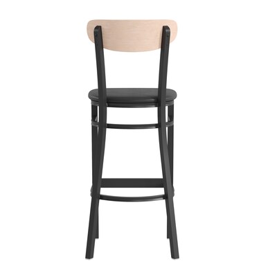 Flash Furniture Wright Transitional Metal Boomerang Back Commercial Barstools, Black/Birch, 2-Pieces/Pack (2XUDG6V6BVNAT)
