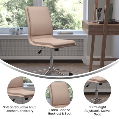 Flash Furniture Madigan Armless LeatherSoft Swivel Mid-Back Task Office Chair, Taupe (GO21111TAUPE)