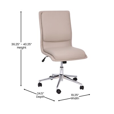 Flash Furniture Madigan Armless LeatherSoft Swivel Mid-Back Task Office Chair, Taupe (GO21111TAUPE)