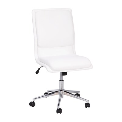 Flash Furniture Madigan Armless LeatherSoft Swivel Mid-Back Task Office Chair, White (GO21111WH)