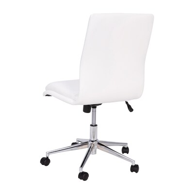 Flash Furniture Madigan Armless LeatherSoft Swivel Mid-Back Task Office Chair, White (GO21111WH)