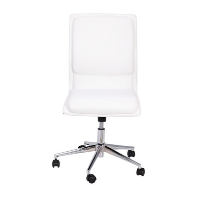 Flash Furniture Madigan Armless LeatherSoft Swivel Mid-Back Task Office Chair, White (GO21111WH)