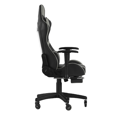 Flash Furniture X30 Ergonomic LeatherSoft Swivel Reclining Gaming Chair with Transparent Roller Wheels, Gray (CH187230GYRLB)