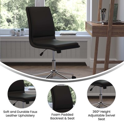 Flash Furniture Madigan Armless LeatherSoft Swivel Mid-Back Task Office Chair, Black (GO21111BK)