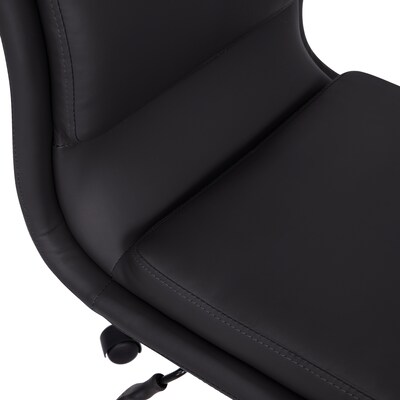 Flash Furniture Madigan Armless LeatherSoft Swivel Mid-Back Task Office Chair, Black (GO21111BK)