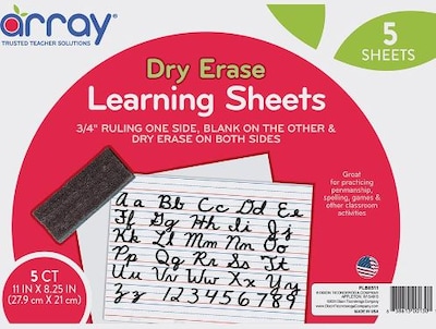Pacon Two-Sided Array Dry Erase Learning Boards, 8.25 x 11, 5/Pack (PACLB8511)