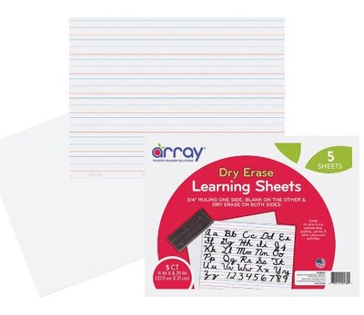 Pacon Two-Sided Array Dry Erase Learning Boards, 8.25" x 11", 5/Pack (PACLB8511)
